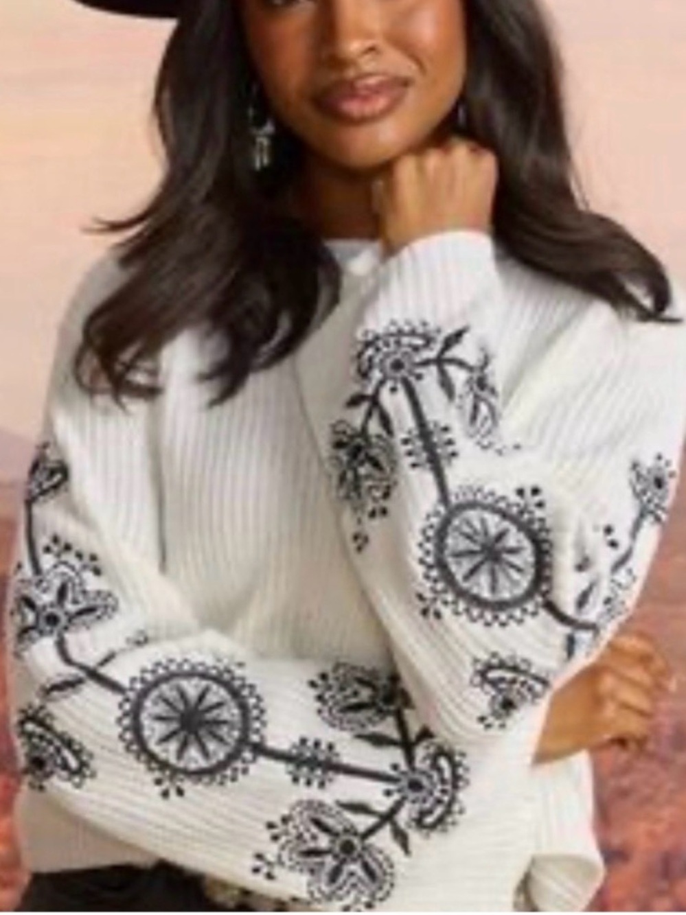 Francesca's Cream Ribbed Knit Sweater - Picture 7 of 7